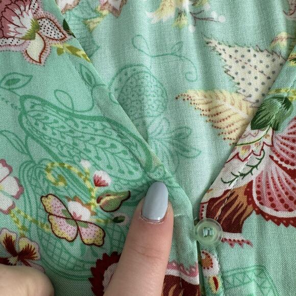 Sunday Mi Amor Anthropologie Dress Womens Small Green Floral Maxi Tiered Cottage - Picture 3 of 16